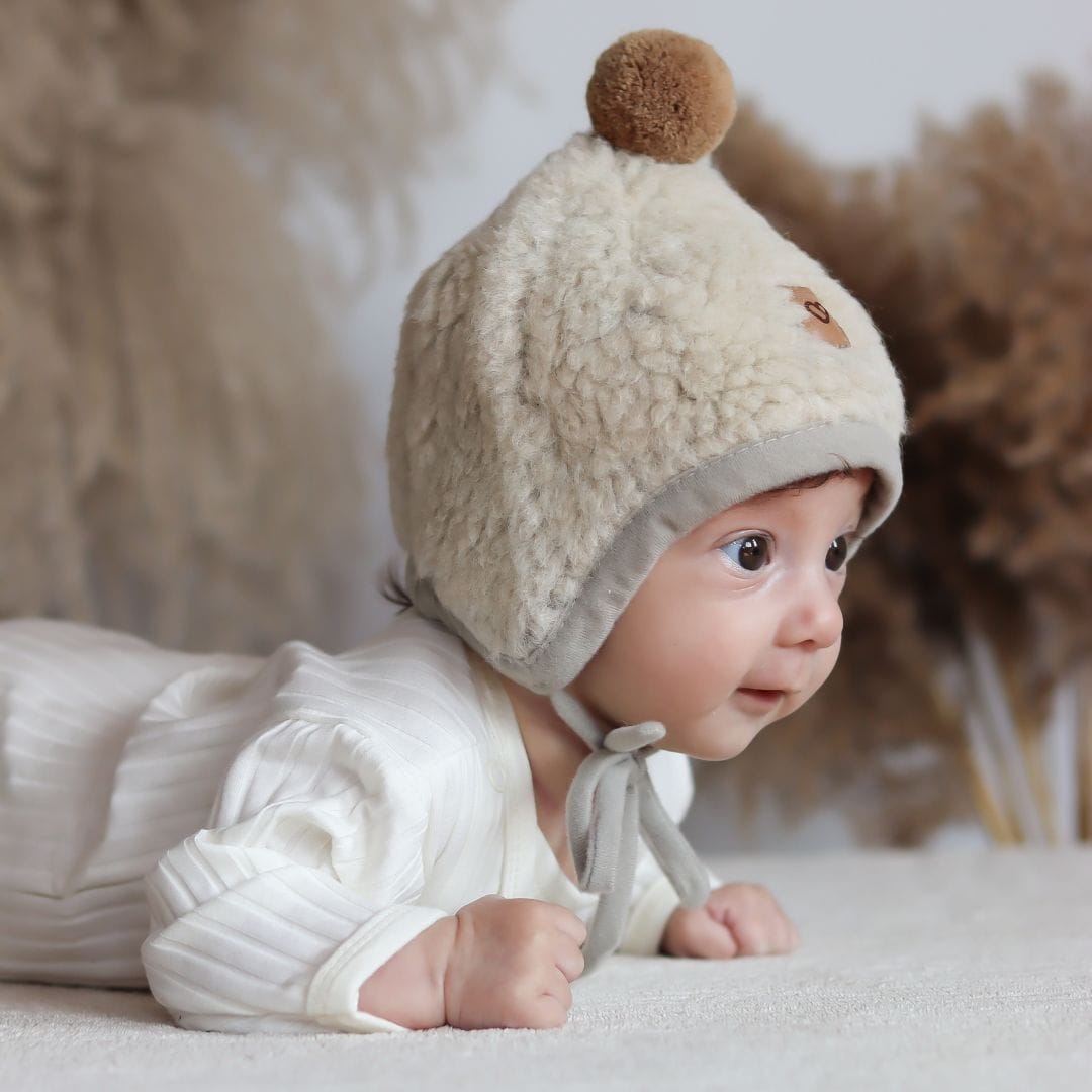 Zaffiro Mütze TULIP aus Schafwolle beige