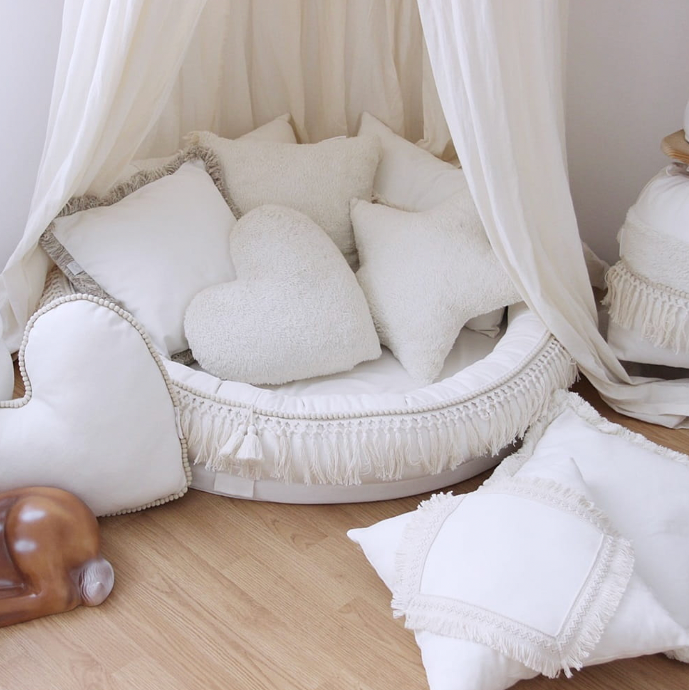 Cotton & Sweets Juniornest BOHO mit Fransen vanille