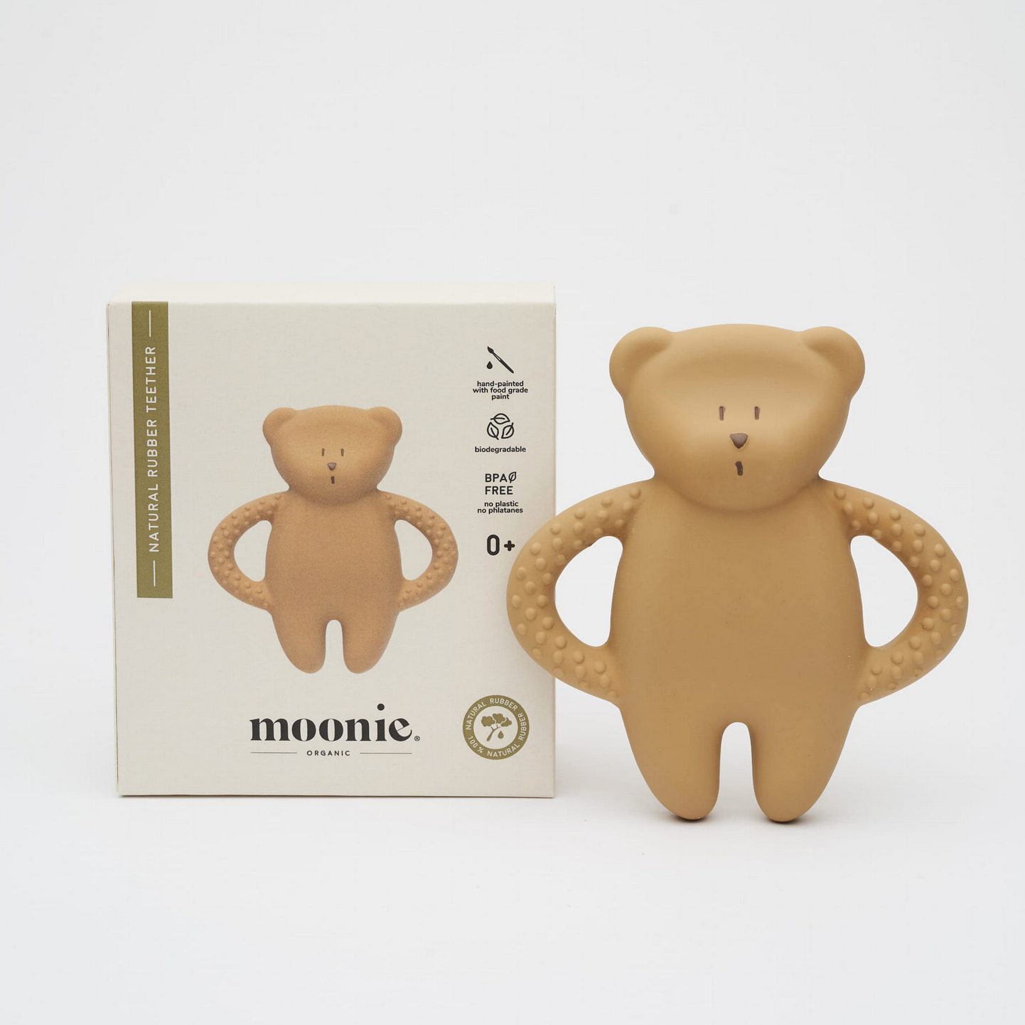 Moonie Beißring & Greifling Bär aus Naturkautschuk - cappuccino