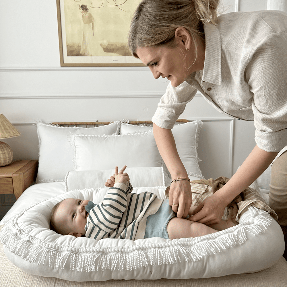 Cotton & Sweets Babynest BOHO TWIST weiß