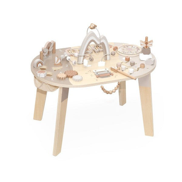 Aktivitätstisch Holz beige für Baby ab 2 Jahren