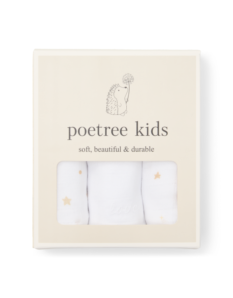 Mulltücher Set weiß mit goldenen Sternen von Poetree Kids