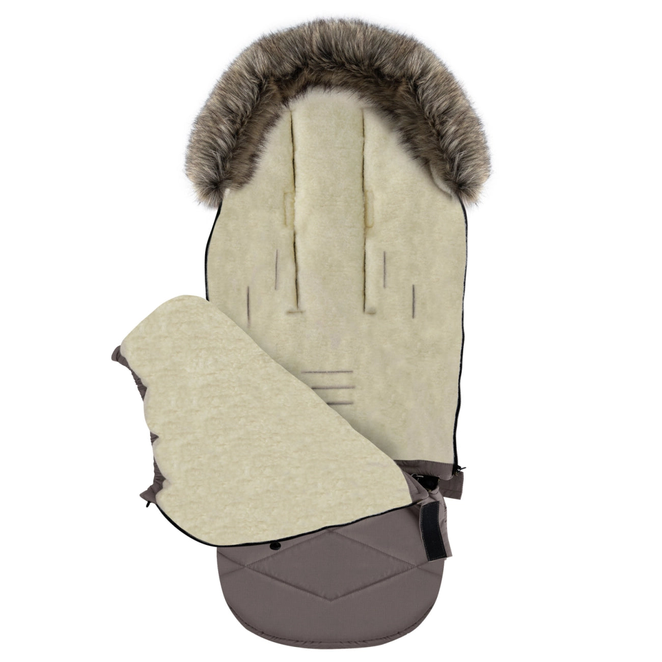 Zaffiro Fußsack GrowUP Nordico taupe mit BASIC-Schafwolle - mitwachsend