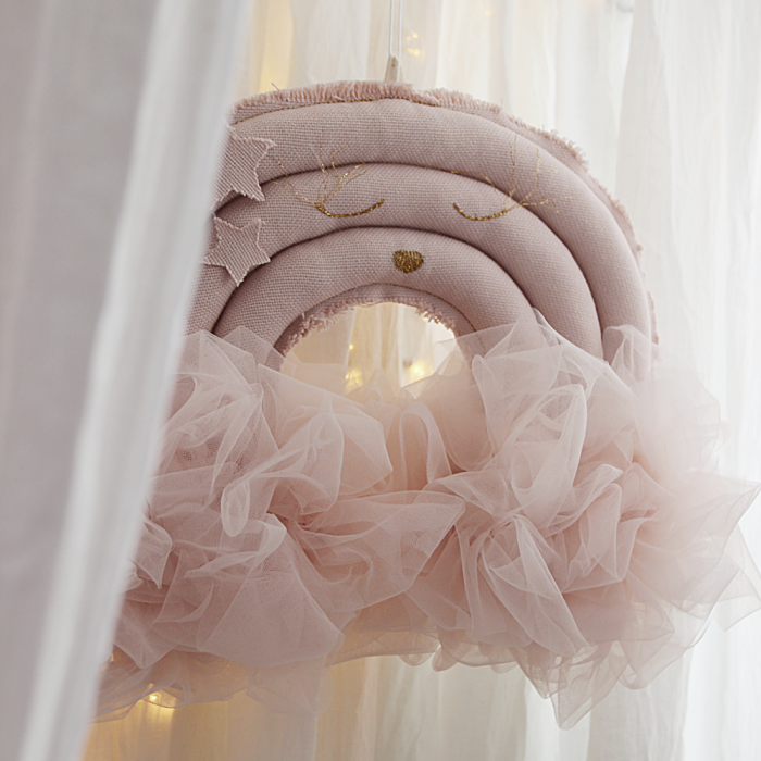 Cotton & Sweets Baby Mobile Regenbogen puderrosa