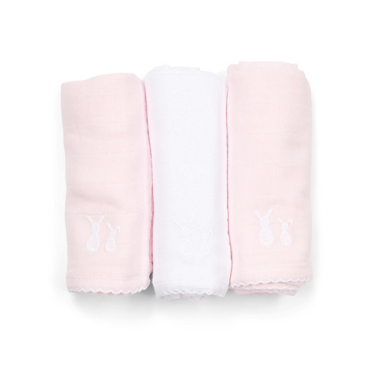 Mulltücher Set Rosa &amp; Weiß