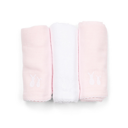 Mulltücher Set Rosa &amp; Weiß