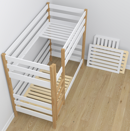 Stockbett WOODY 01 mit Schublade Eiche natur / weiß