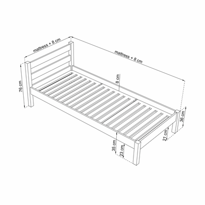 Kinderbett BASIC aus Holz 90x200 weiß