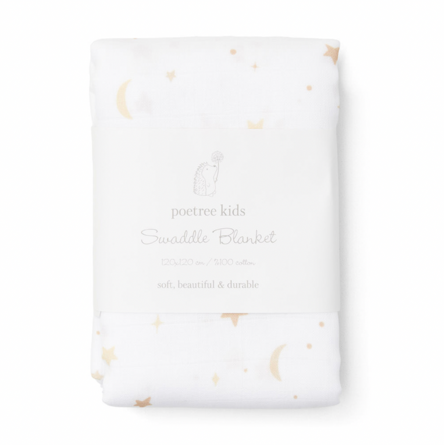 Pucktuch Swaddle weiß mit Mond &amp; Sternen von Poetree Kids 