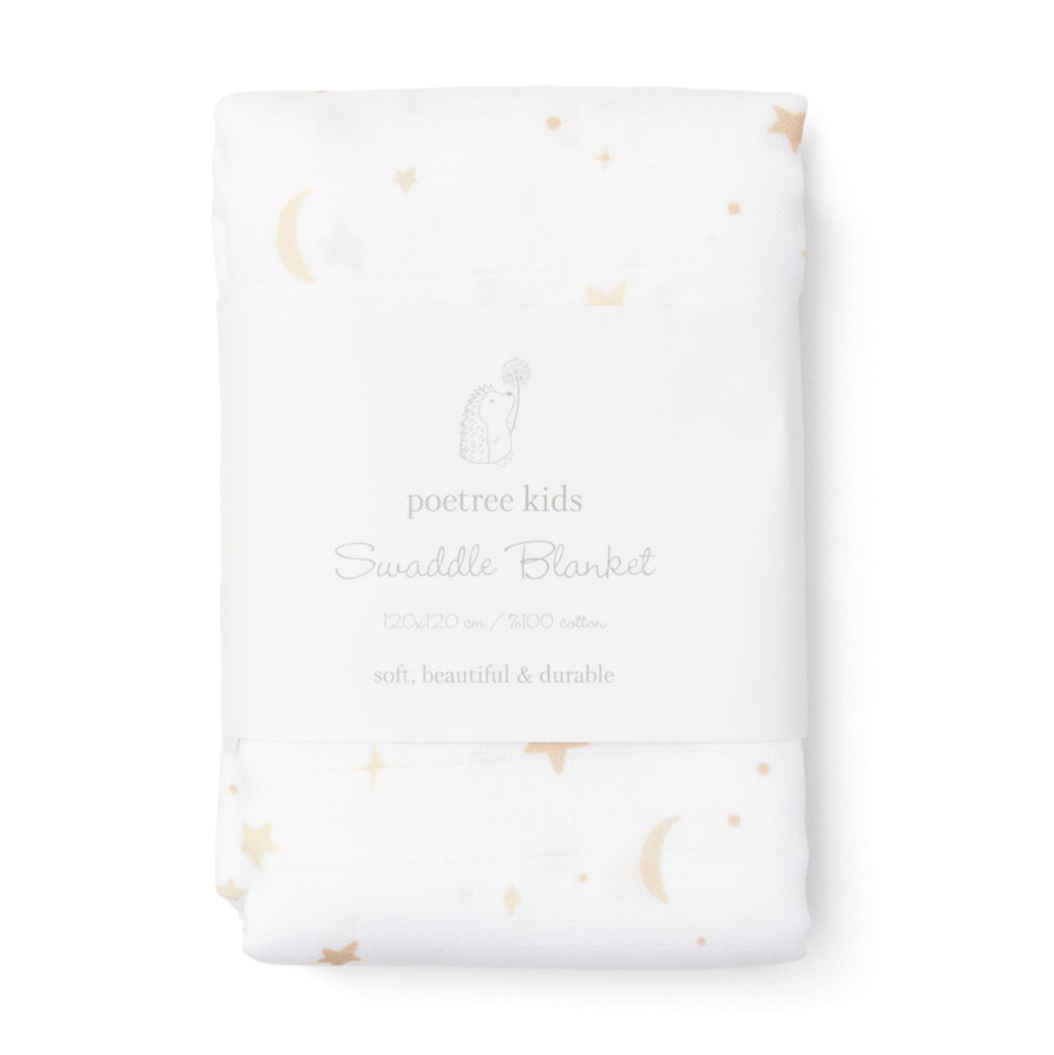 Pucktuch Swaddle weiß mit Mond &amp; Sternen von Poetree Kids 