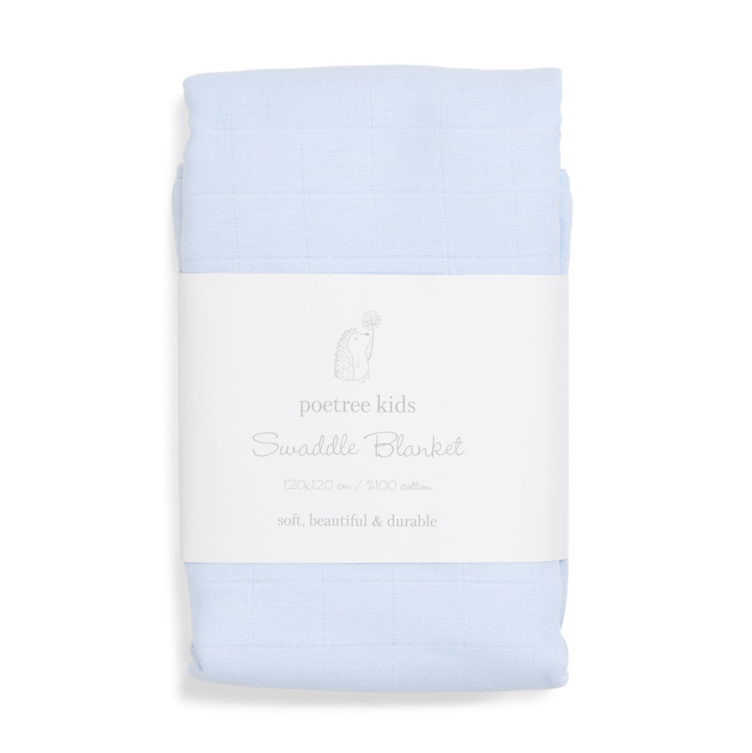 Baby Pucktuch Swaddle hellblau 120x120 cm von Poetree Kids