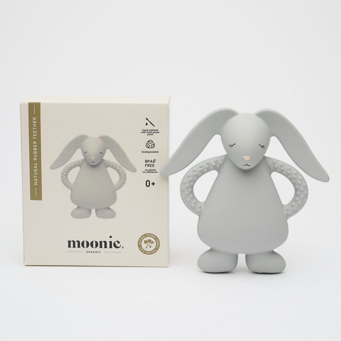 Moonie Beißring &amp; Greifling Hase aus Naturkautschuk - silver