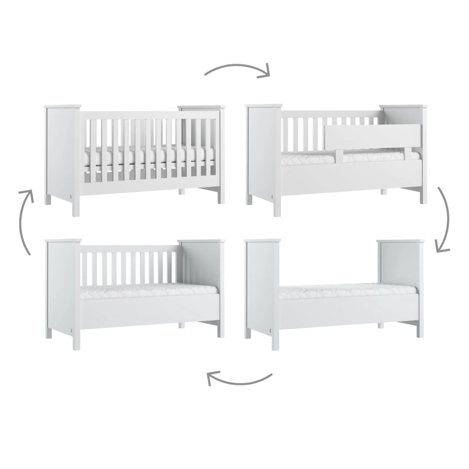 LUI e LEI 4 in 1 Babybett PRESTIGE 70x140 weiß inkl. Umbauset