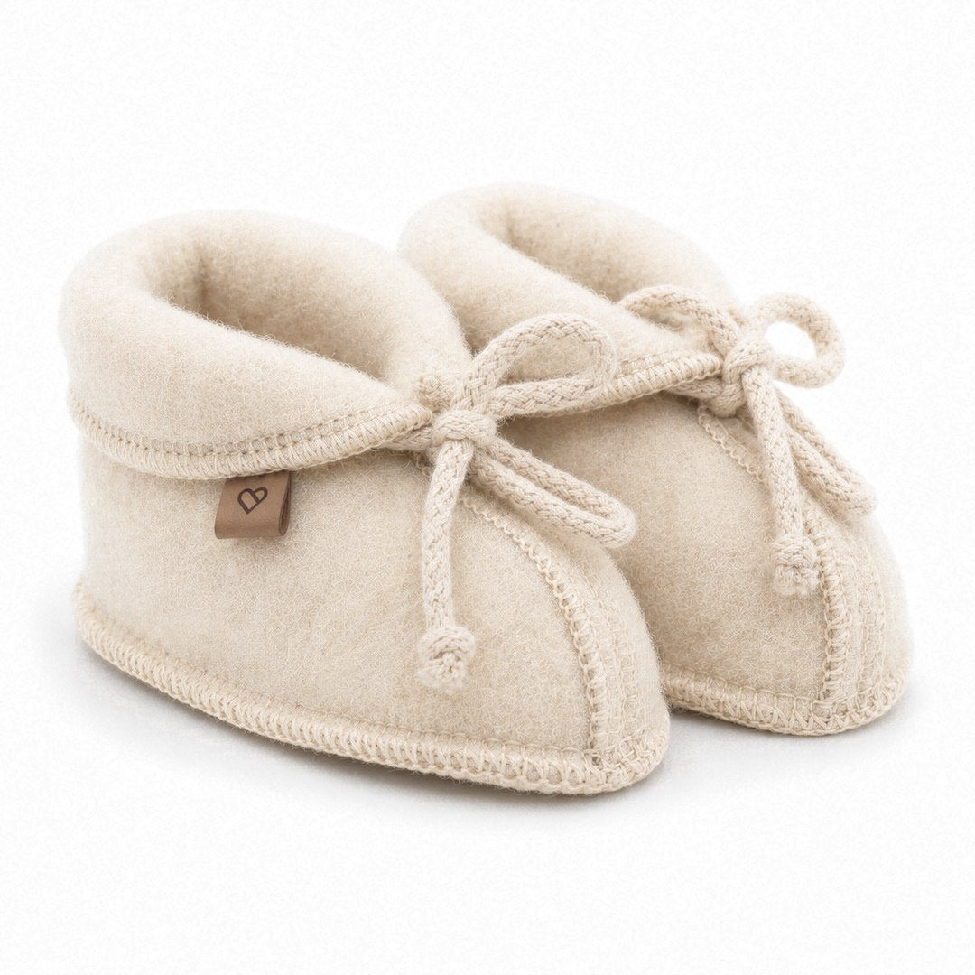 Zaffiro Baby Booties aus Schafwolle beige