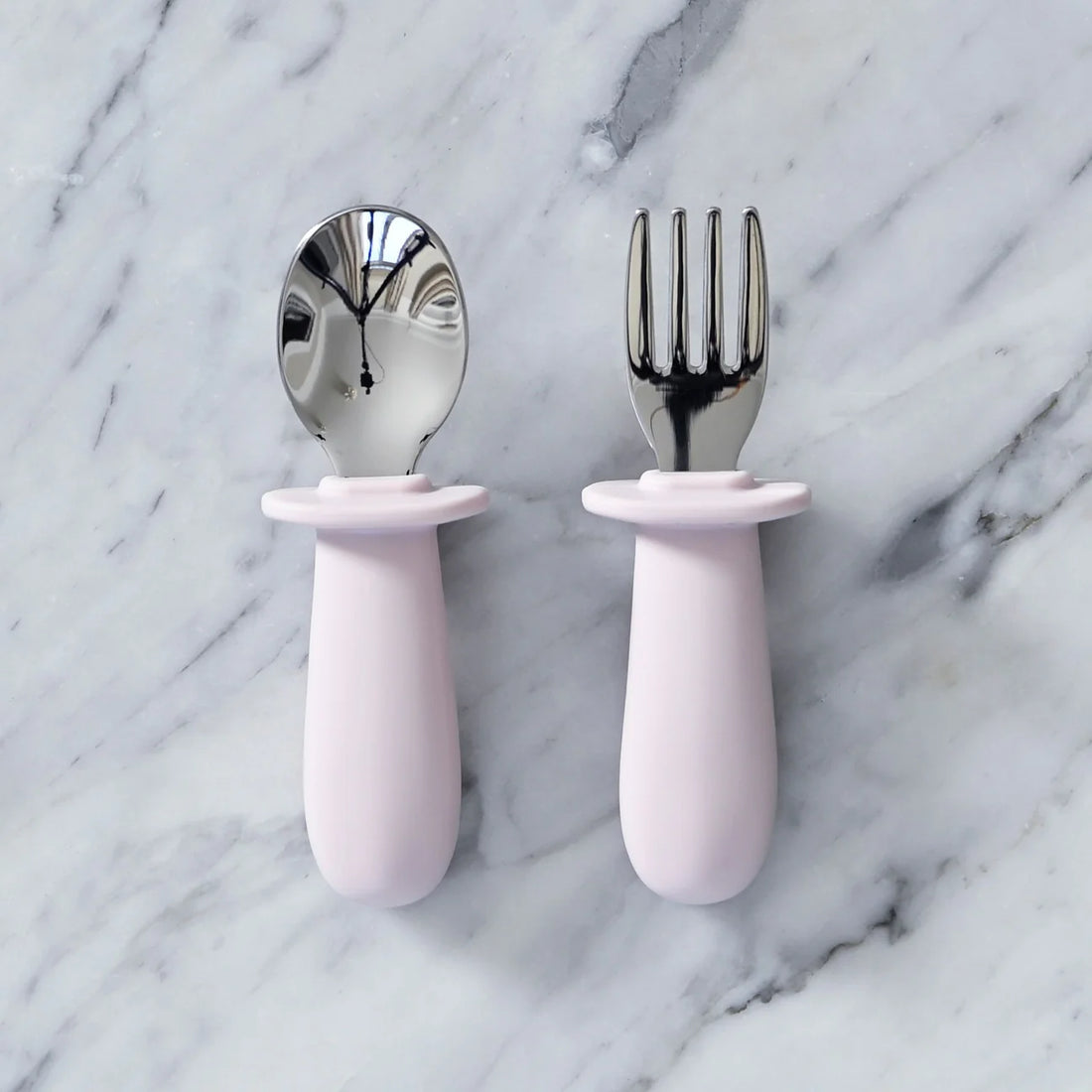 Baby Besteck Set aus Edelstahl und Silikon in Rosa von Jack o Juno