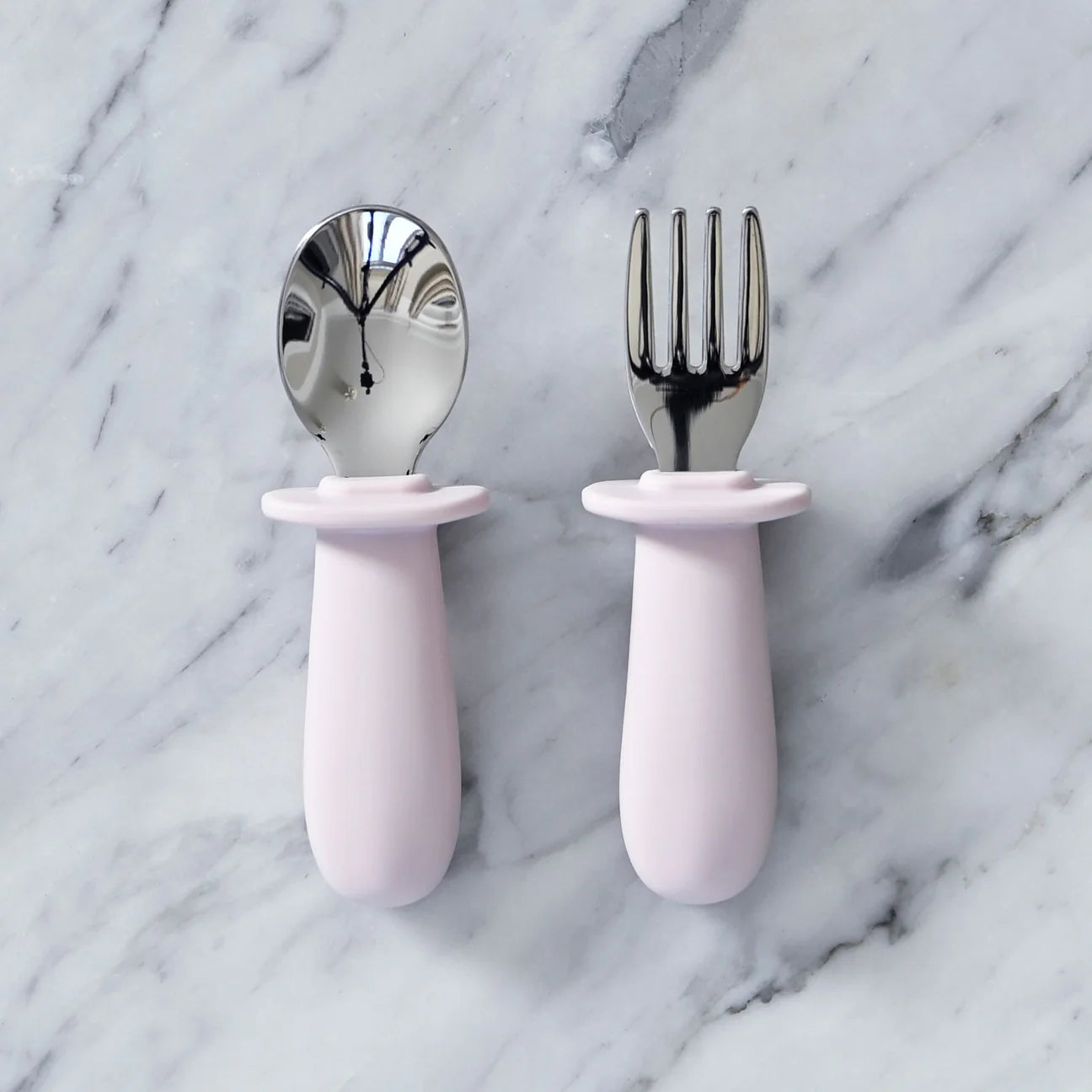 Baby Besteck Set aus Edelstahl und Silikon in Rosa von Jack o Juno