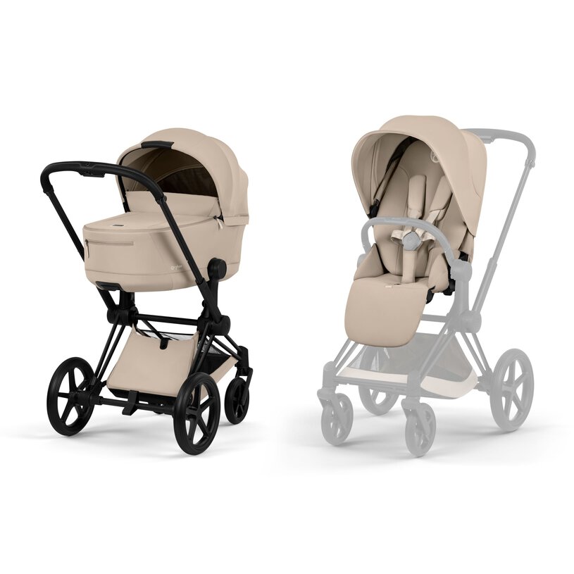 Cybex Kombi-Kinderwagen Priam matt black und cozy beige