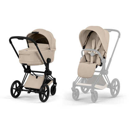 Cybex Kombi-Kinderwagen Priam matt black und cozy beige