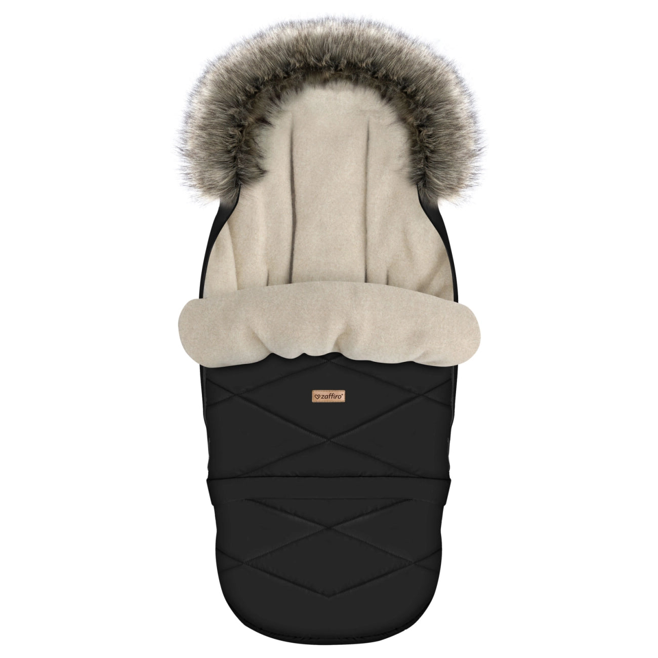 Zaffiro Fußsack GrowUP Aspen schwarz mit PREMIUM-Schafwolle - mitwachsend