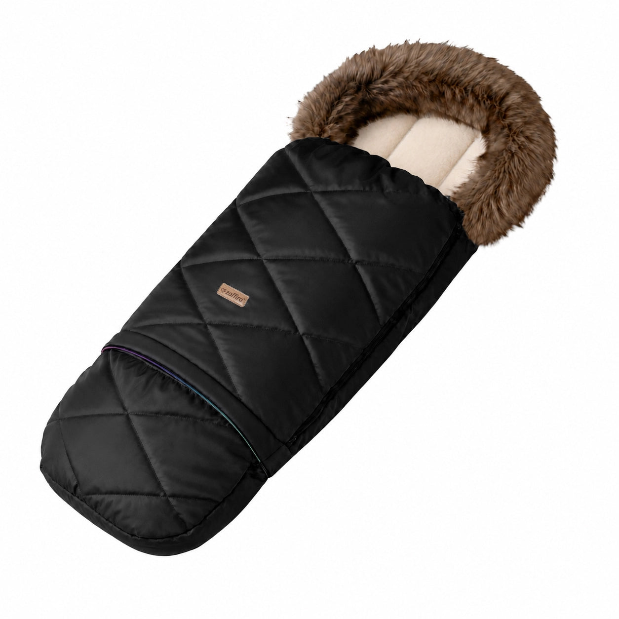 Zaffiro Fußsack GrowUP Aspen schwarz mit PREMIUM-Schafwolle - mitwachsend