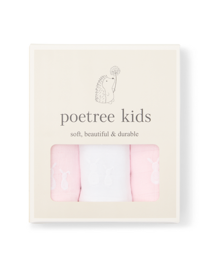 Baby Mulltücher 3-er Set 2x rosa &amp; 1x weiß von Poetree Kids