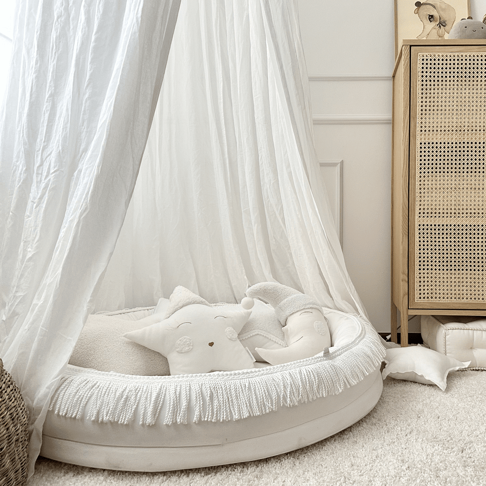 Cotton &amp; Sweets Juniornest TWIST mit Fransen weiß