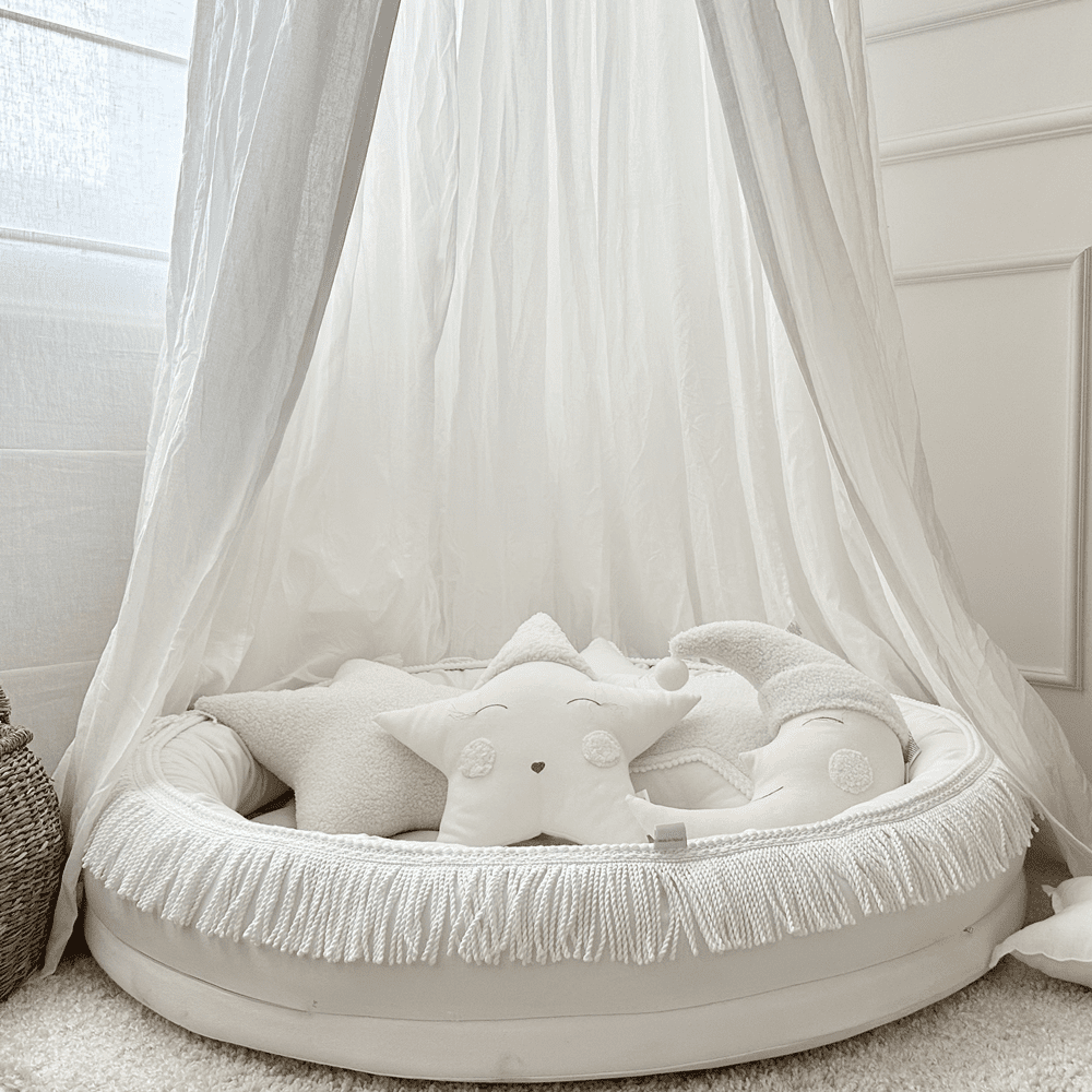 Cotton &amp; Sweets Juniornest TWIST mit Fransen weiß
