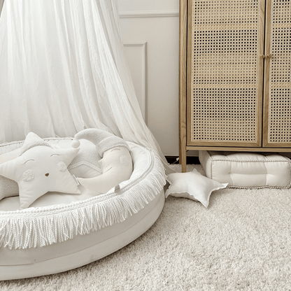 Cotton &amp; Sweets Juniornest TWIST mit Fransen weiß