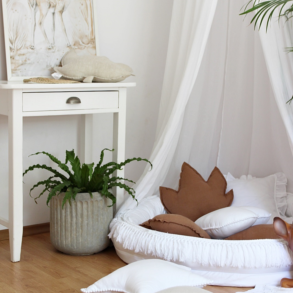 Cotton &amp; Sweets Juniornest BOHO mit Fransen weiß