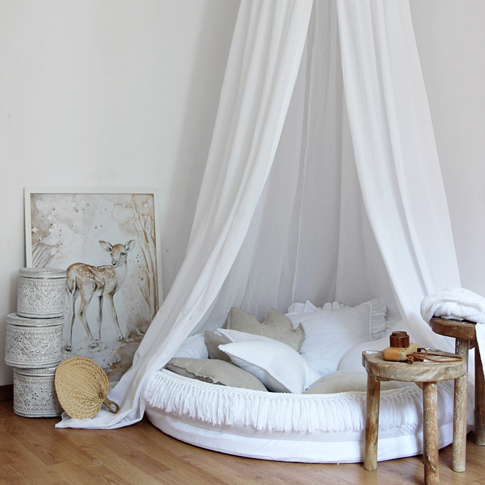 Cotton &amp; Sweets Juniornest BOHO mit Fransen weiß