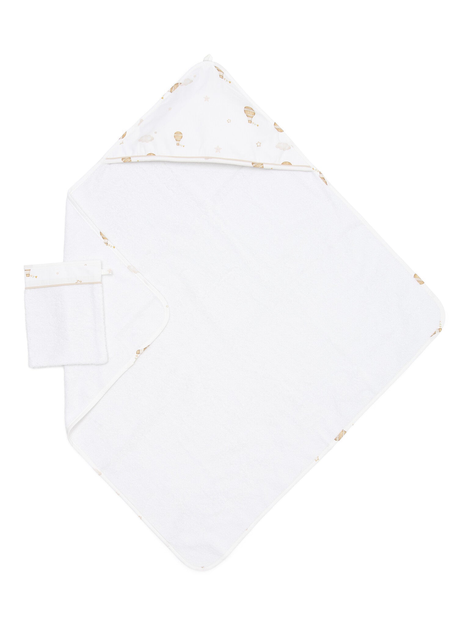 Baby Kapuzenhandtuch Little Voyager mit beigem Print