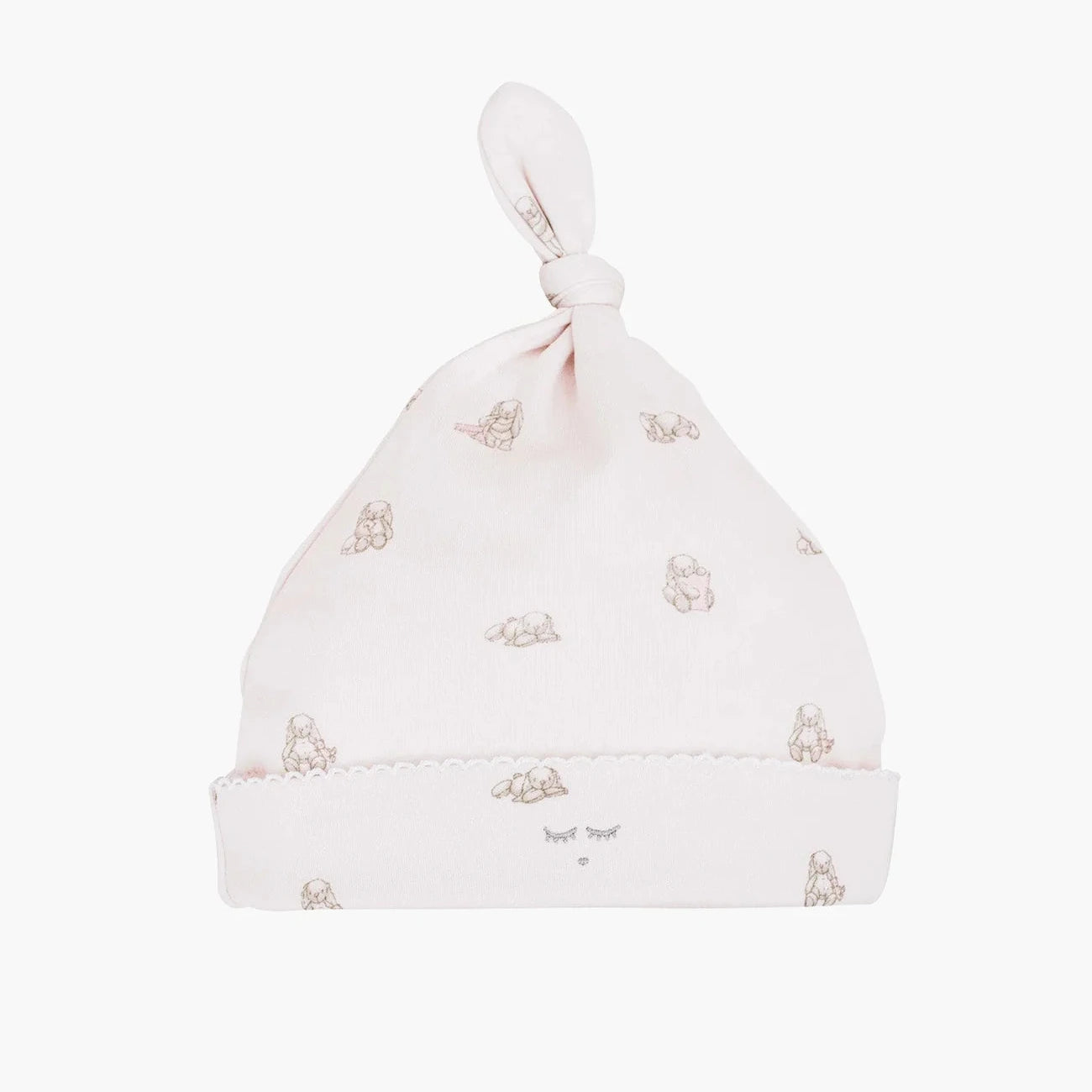 Livly Baby Mütze Beannie rosa mit Hasen-Print aus PIMA Baumwolle