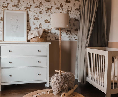 Stehlampe Velvet Samt beige fürs Kinderzimmer mit Holzfuß natur - Kinderzimmer Beleuchtung bei harmony ambiente online kaufen